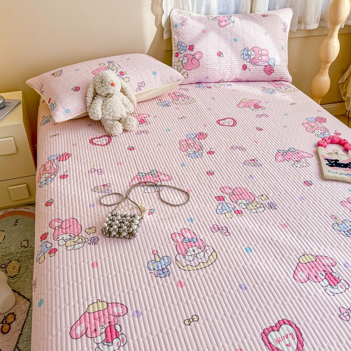 91家纺网 家纺一手货源 找家纺 妮可 2025新款热款花型印花全棉夹棉多功能床垫-床盖 棉花糖