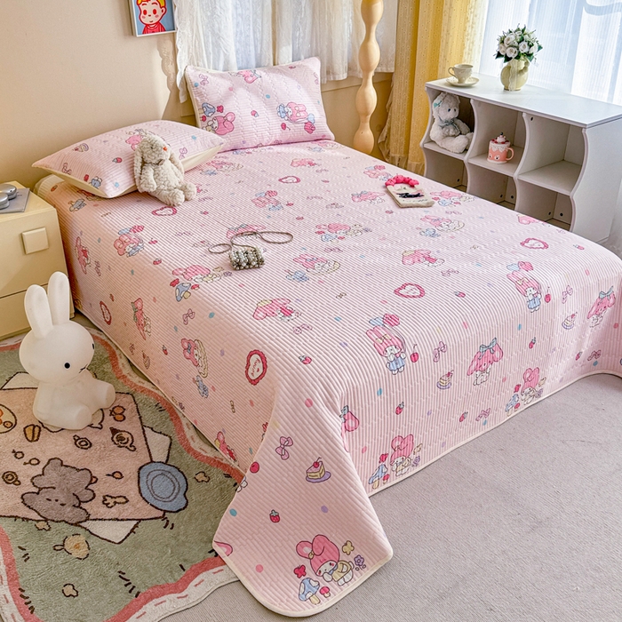 91家纺网 家纺一手货源 找家纺 妮可 2025新款热款花型印花全棉夹棉多功能床垫-床盖 棉花糖