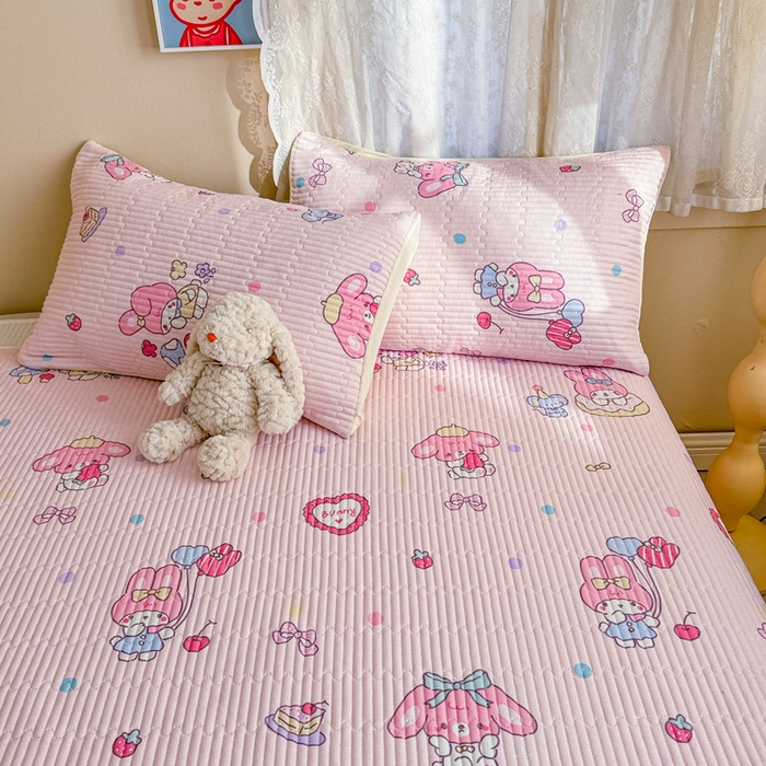 91家纺网 家纺一手货源 找家纺 妮可 2025新款热款花型印花全棉夹棉多功能床垫-床盖 棉花糖