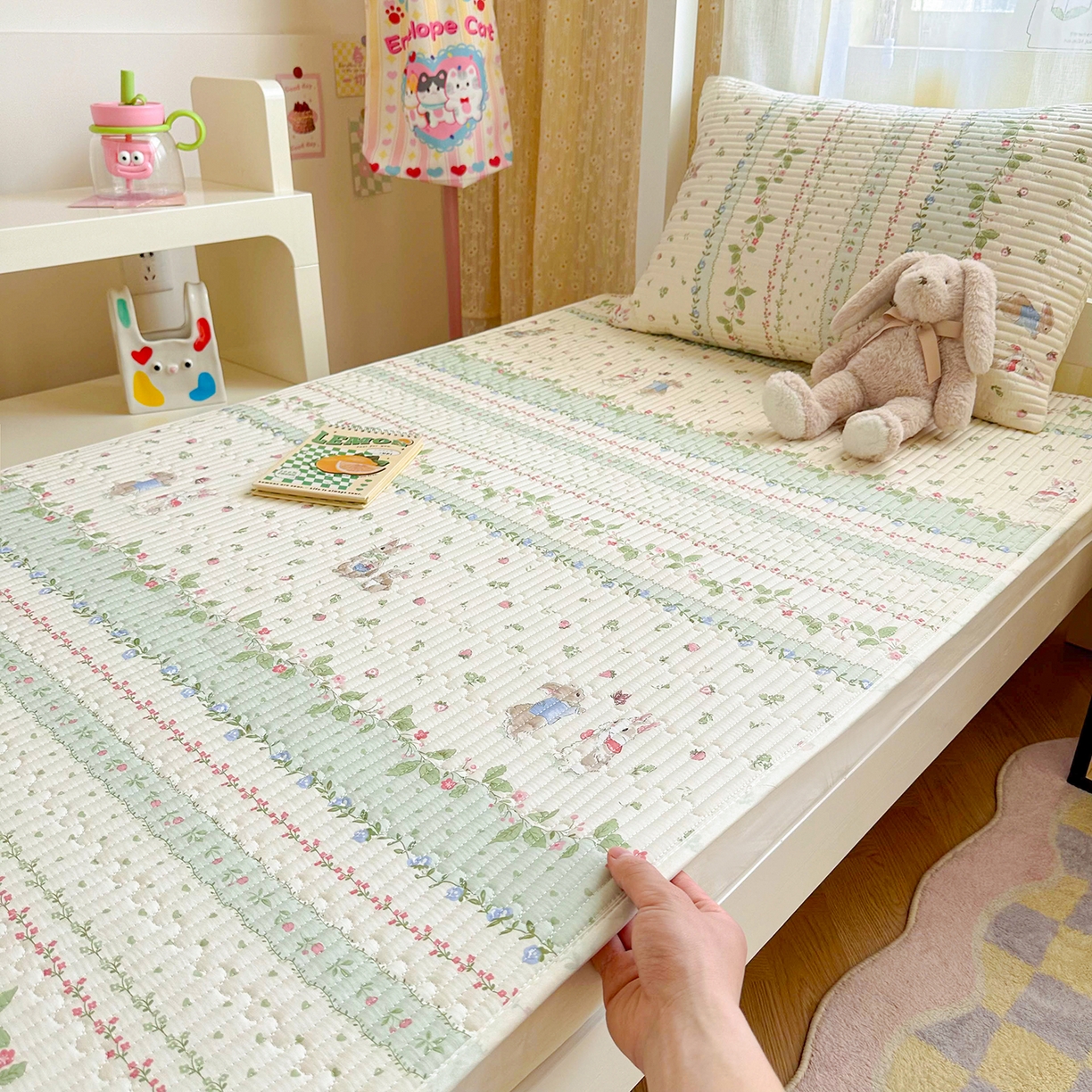 （总）妮可 2025热款学生床全棉夹棉多功能床垫-床盖