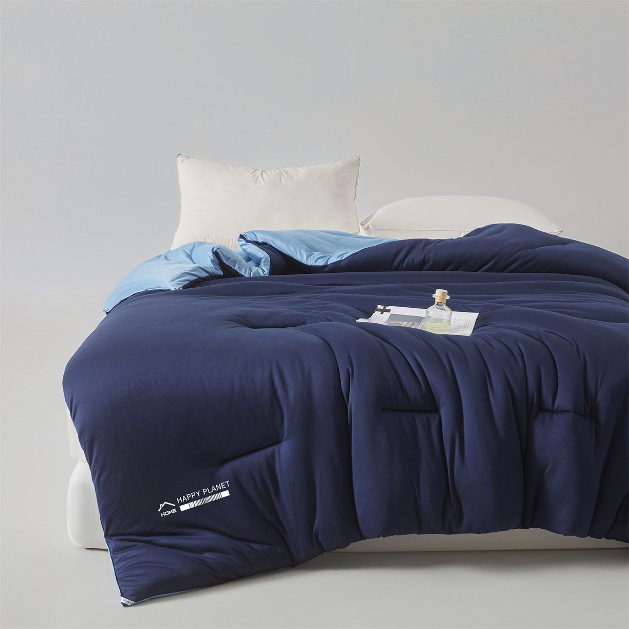 91家纺网 家纺一手货源 找家纺 阳光被业 2025亚朵同款A类针织棉大豆被春秋被四季被A类针织棉芯秋冬保暖被子 深睡蓝