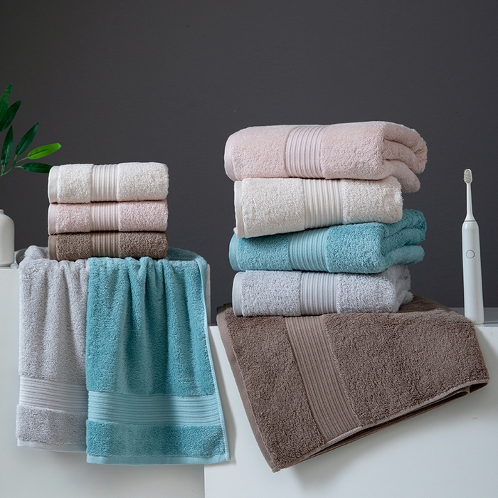 91家纺网 家纺一手货源 找家纺 （总）彩虹毛巾 2025海浪纹长绒棉毛巾浴巾两件套A类精梳棉面巾加厚洗澡大浴巾