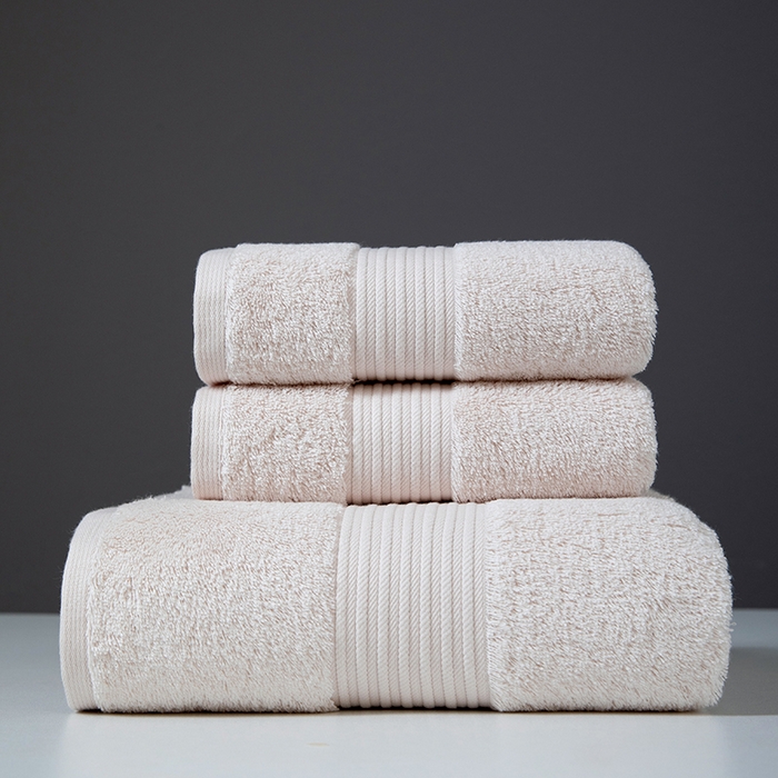 彩虹毛巾 2025海浪纹长绒棉毛巾浴巾两件套A类精梳棉面巾加厚洗澡大浴巾 海浪纹米色三件套 毛巾34*76浴巾80*150