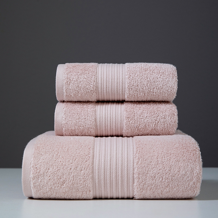 彩虹毛巾 2025海浪纹长绒棉毛巾浴巾两件套A类精梳棉面巾加厚洗澡大浴巾 海浪纹粉色三件套 毛巾34*76浴巾80*150