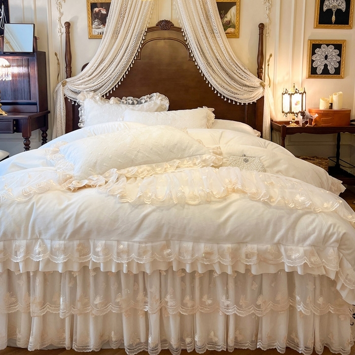 91家纺网 家纺一手货源 找家纺 （总）瑞宝 2025新款宝宝绒夹棉床裙三件套-香奢丽影