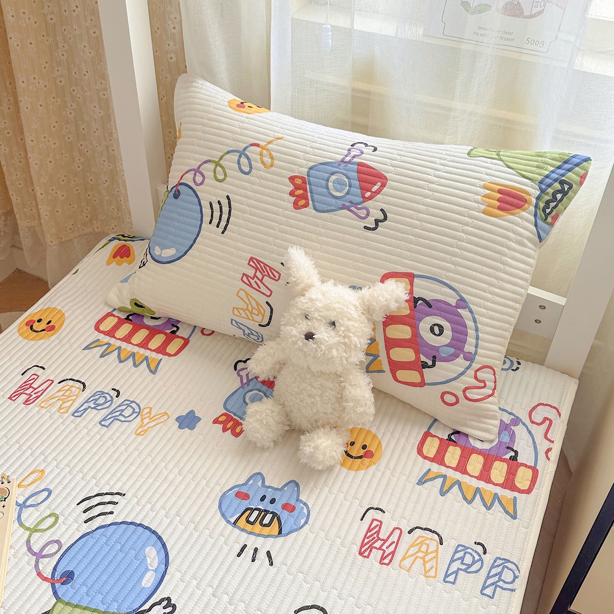 91家纺网 家纺一手货源 找家纺 妮可 2025热款学生床全棉夹棉多功能床垫-床盖 玩具总动员