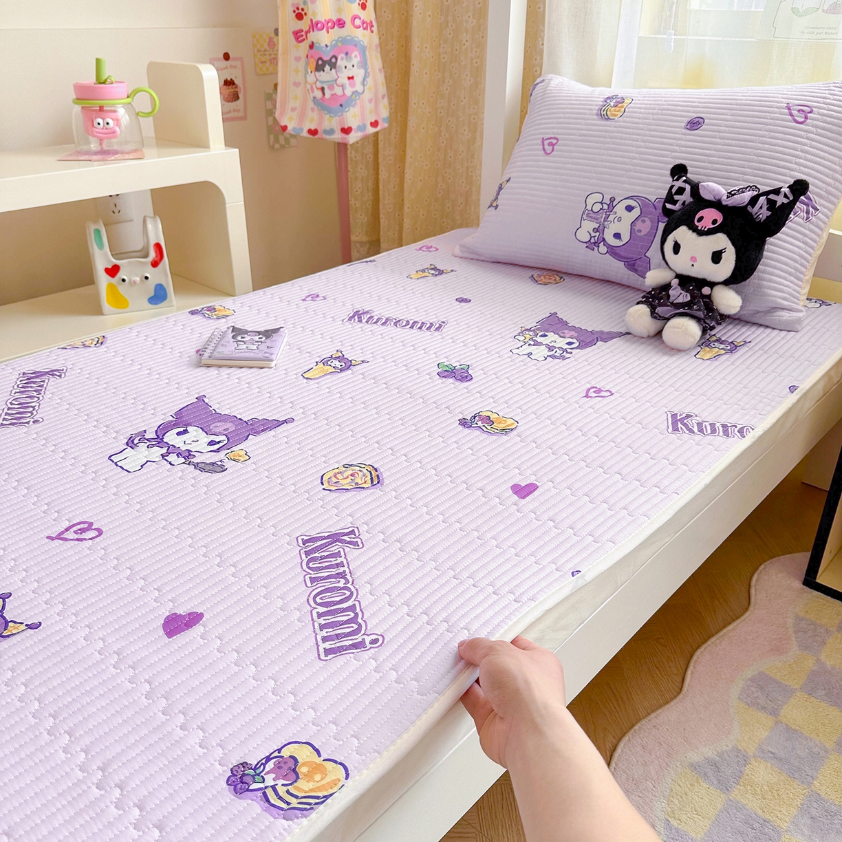 妮可 2025热款学生床全棉夹棉多功能床垫-床盖 甜心库洛米