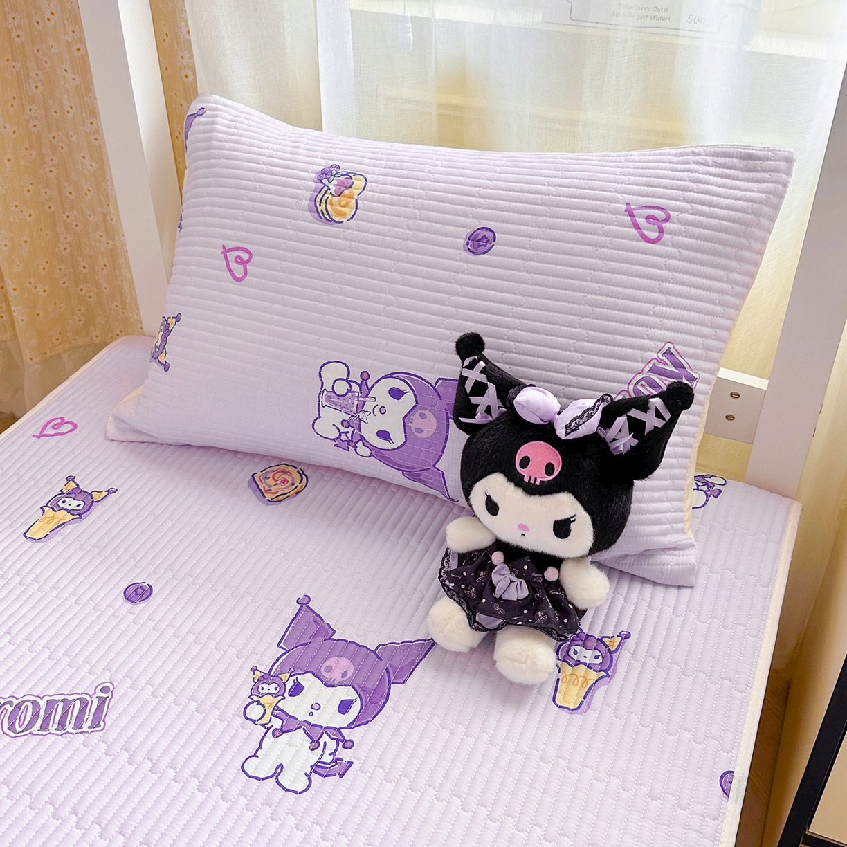 91家纺网 家纺一手货源 找家纺 妮可 2025热款学生床全棉夹棉多功能床垫-床盖 甜心库洛米