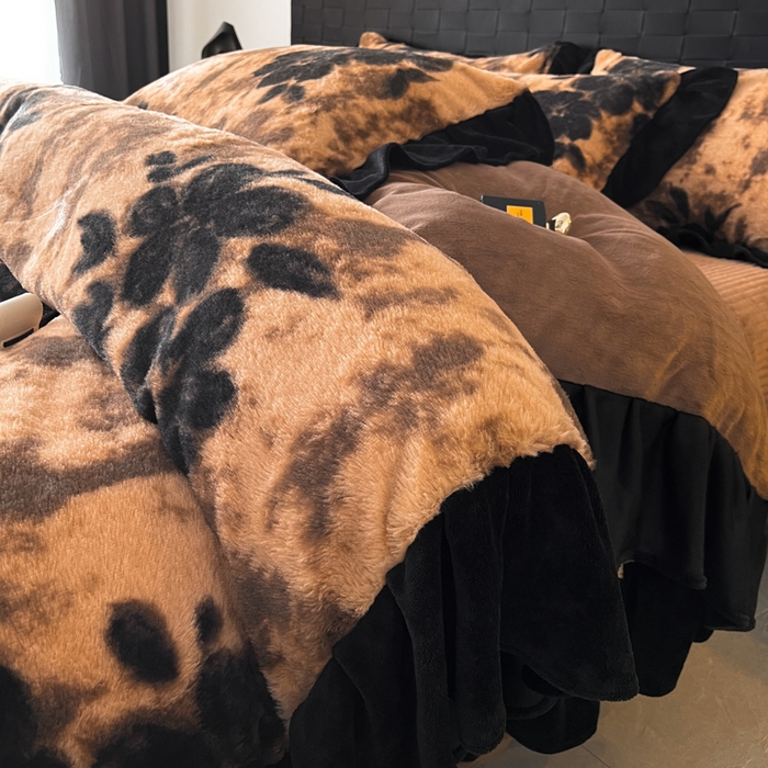 利欧 2025新款兔毛牛奶绒印花四件套 古意幽花