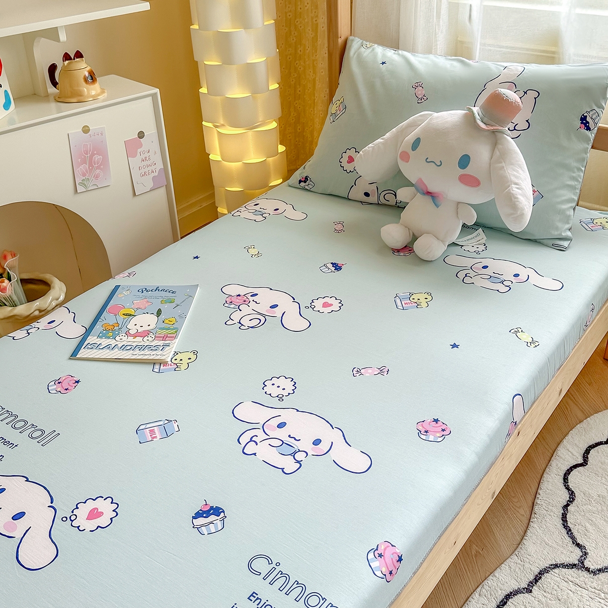 91家纺网 家纺一手货源 找家纺 妮可 2025热款花型全包床垫套褥子套（AB双版A全棉B绒） 冰激凌玉桂狗