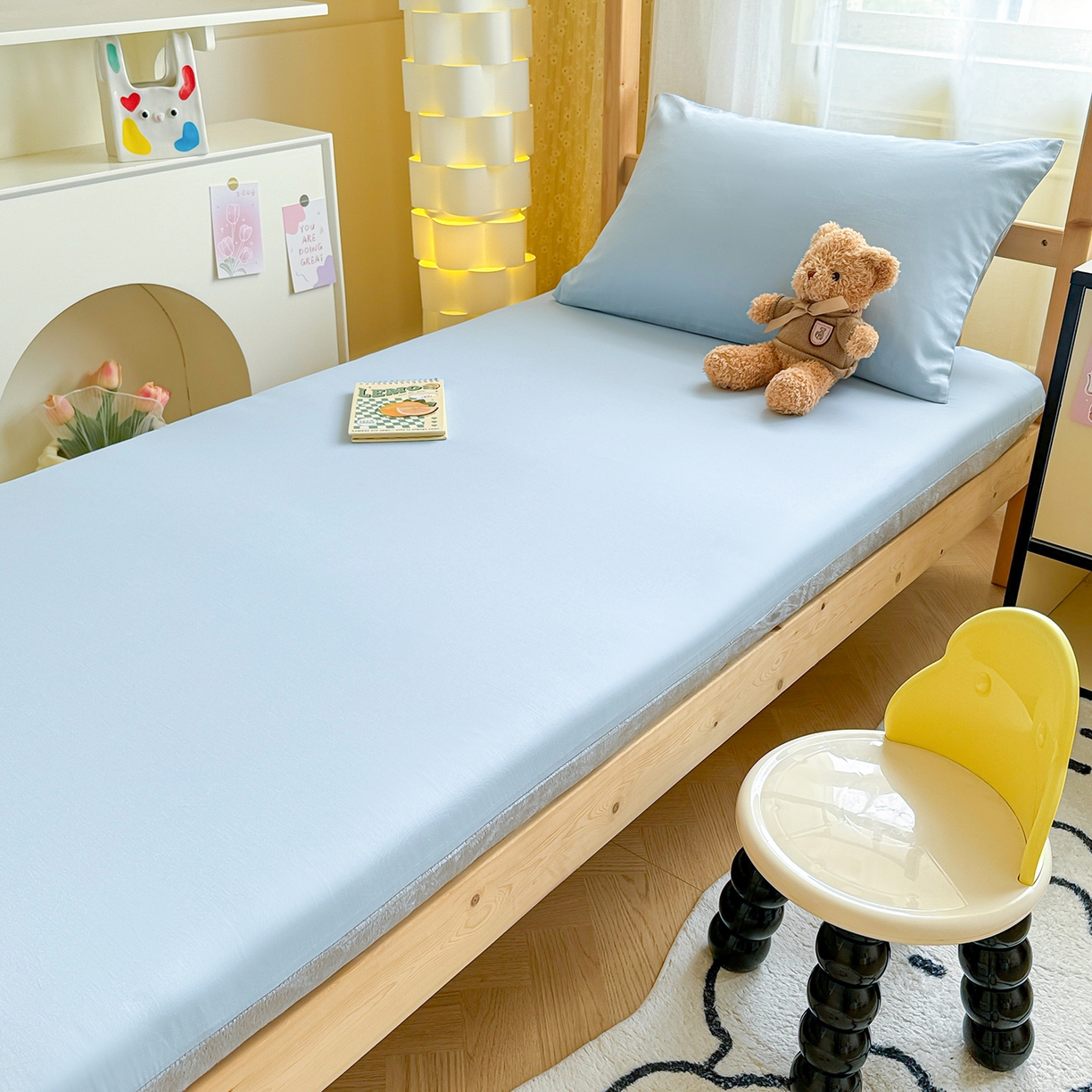 91家纺网 家纺一手货源 找家纺 妮可 2025热款花型全包床垫套褥子套（AB双版A全棉B绒） 宾利蓝