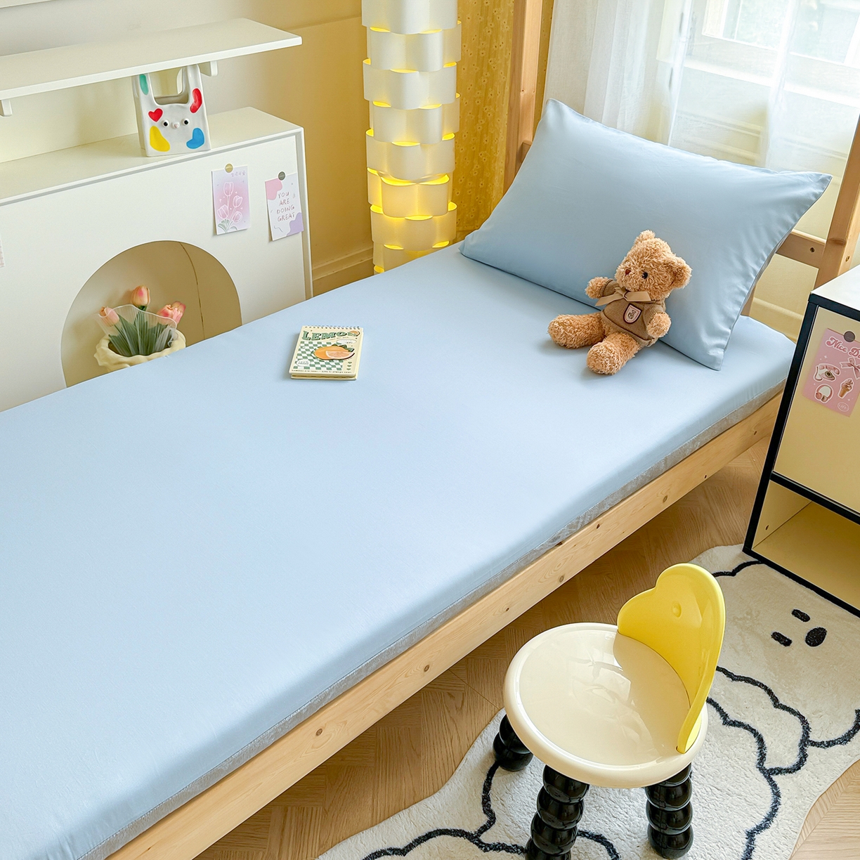 91家纺网 家纺一手货源 找家纺 妮可 2025热款花型全包床垫套褥子套（AB双版A全棉B绒） 宾利蓝