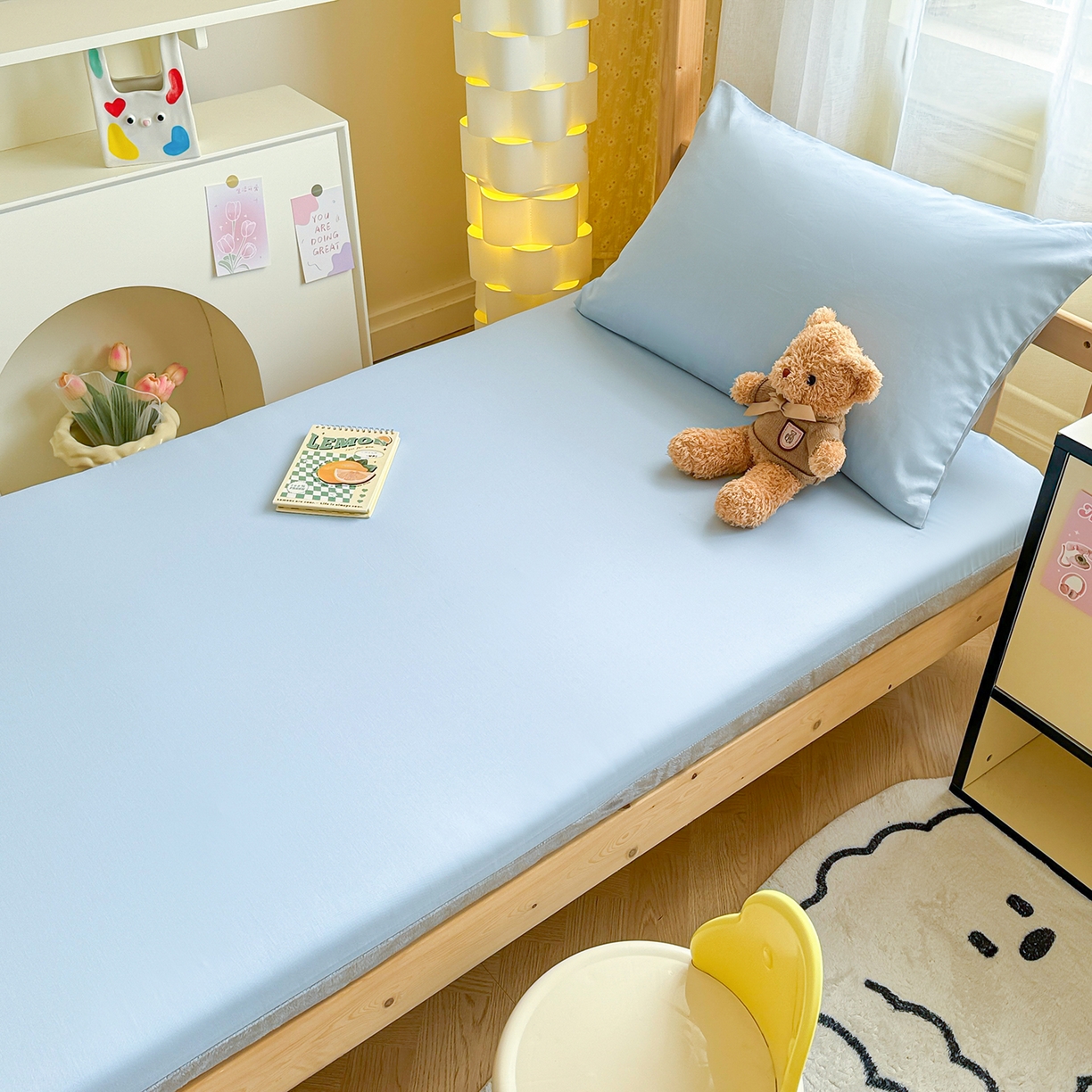 91家纺网 家纺一手货源 找家纺 妮可 2025热款花型全包床垫套褥子套（AB双版A全棉B绒） 宾利蓝