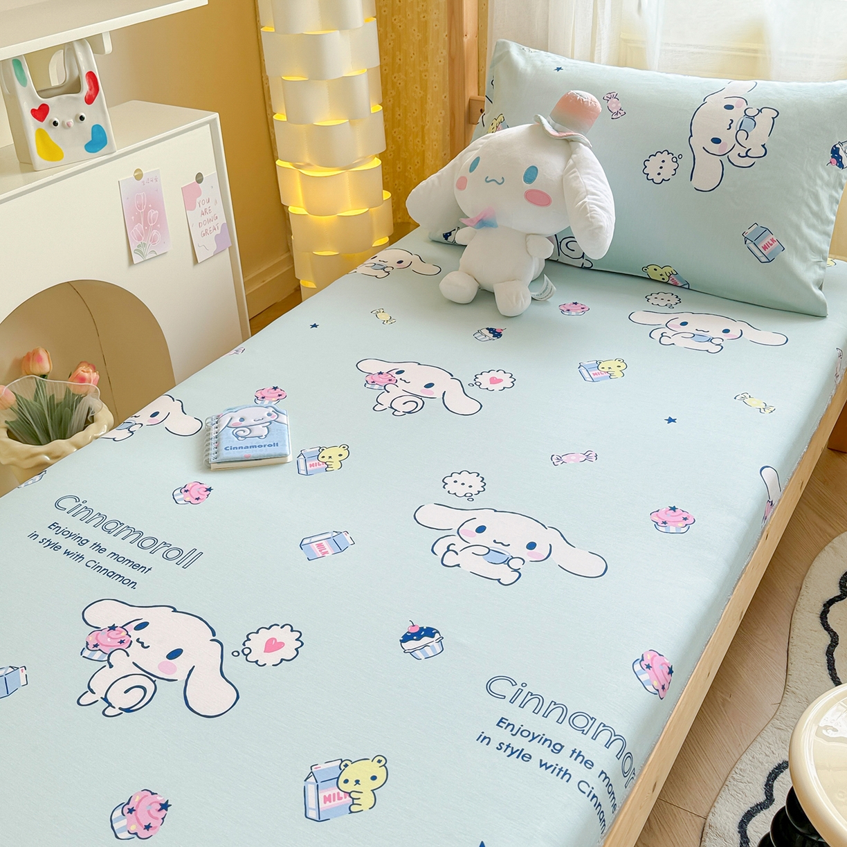 91家纺网 家纺一手货源 找家纺 妮可 2025热款花型全包床垫套褥子套（AB双版A全棉B绒） 冰激凌玉桂狗