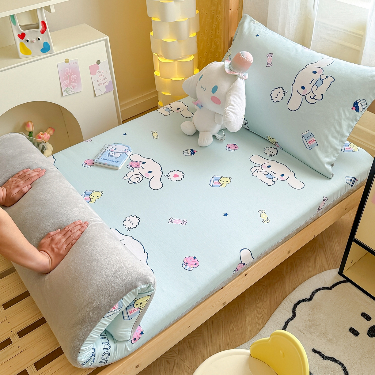 妮可 2025热款花型全包床垫套褥子套（AB双版A全棉B绒） 冰激凌玉桂狗