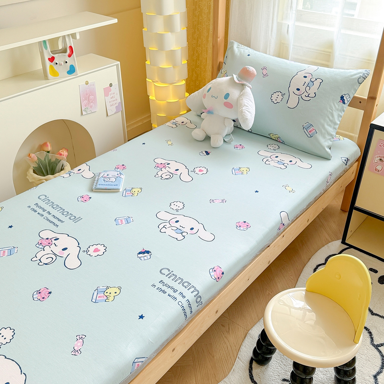 91家纺网 家纺一手货源 找家纺 妮可 2025热款花型全包床垫套褥子套（AB双版A全棉B绒） 冰激凌玉桂狗