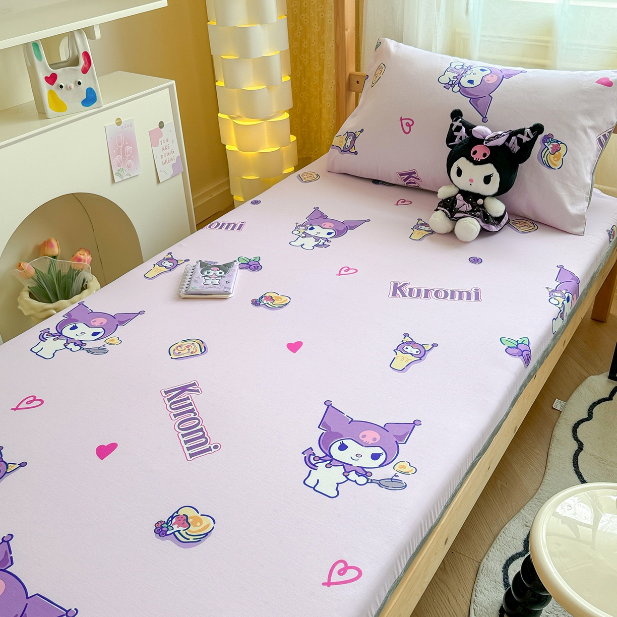 91家纺网 家纺一手货源 找家纺 妮可 2025热款花型全包床垫套褥子套（AB双版A全棉B绒） 甜心库洛米