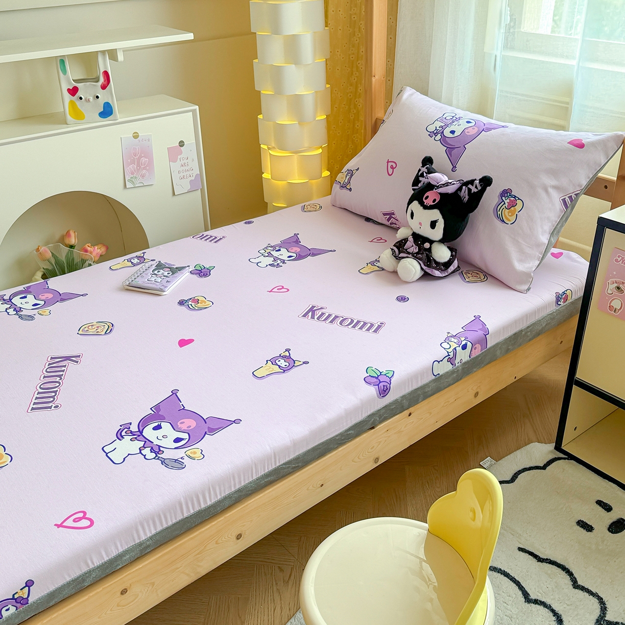 91家纺网 家纺一手货源 找家纺 妮可 2025热款花型全包床垫套褥子套（AB双版A全棉B绒） 甜心库洛米