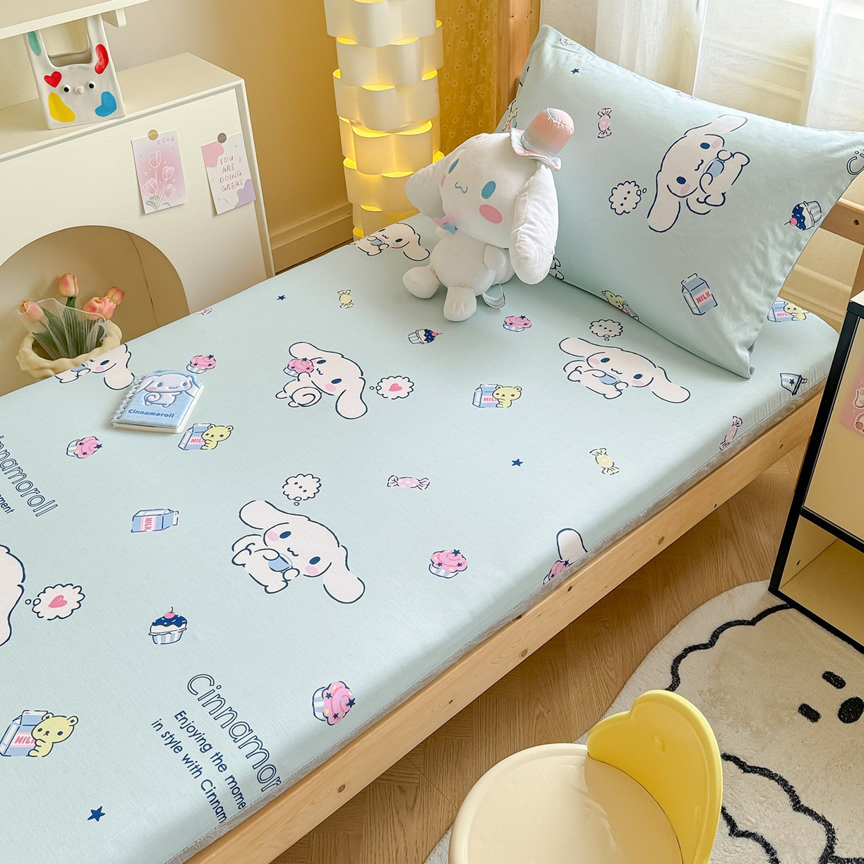 91家纺网 家纺一手货源 找家纺 妮可 2025热款花型全包床垫套褥子套（AB双版A全棉B绒） 冰激凌玉桂狗