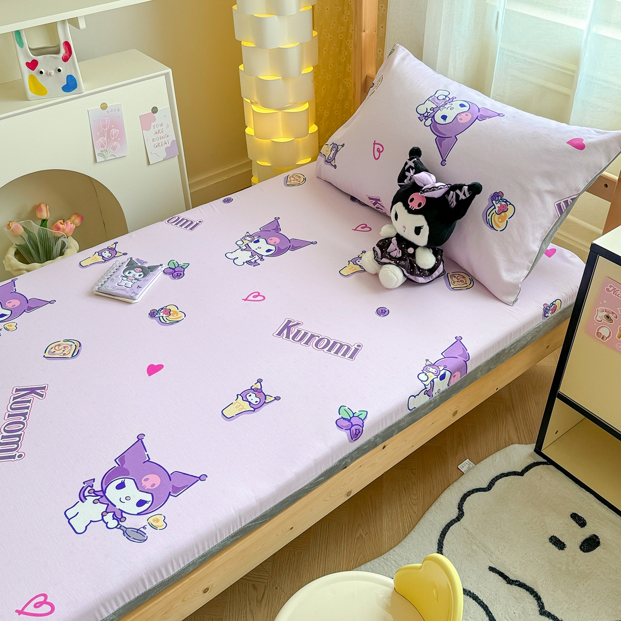 91家纺网 家纺一手货源 找家纺 妮可 2025热款花型全包床垫套褥子套（AB双版A全棉B绒） 甜心库洛米