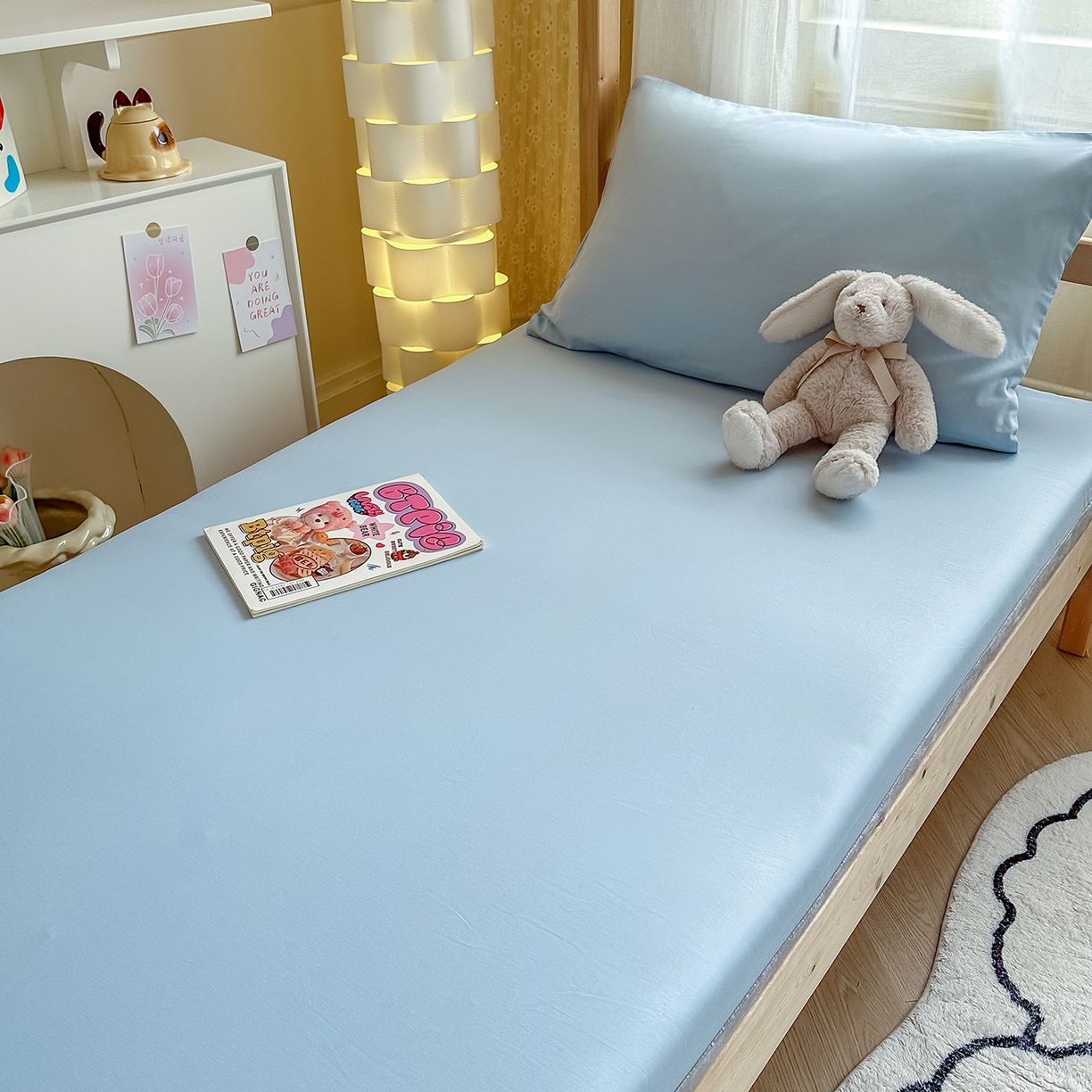 91家纺网 家纺一手货源 找家纺 妮可 2025热款花型全包床垫套褥子套（AB双版A全棉B绒） 宾利蓝