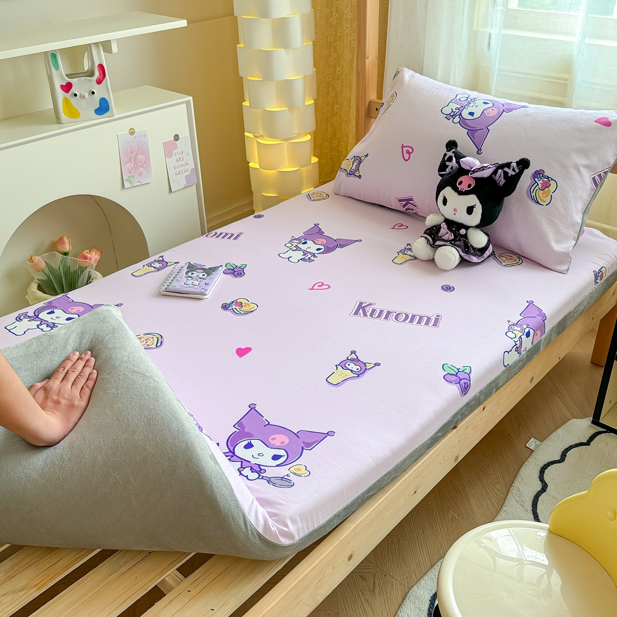 91家纺网 家纺一手货源 找家纺 妮可 2025热款花型全包床垫套褥子套（AB双版A全棉B绒） 甜心库洛米