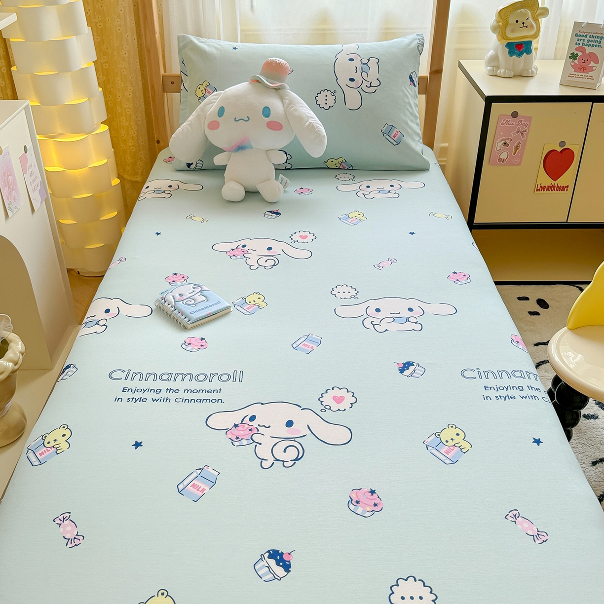 91家纺网 家纺一手货源 找家纺 妮可 2025热款花型全包床垫套褥子套（AB双版A全棉B绒） 冰激凌玉桂狗