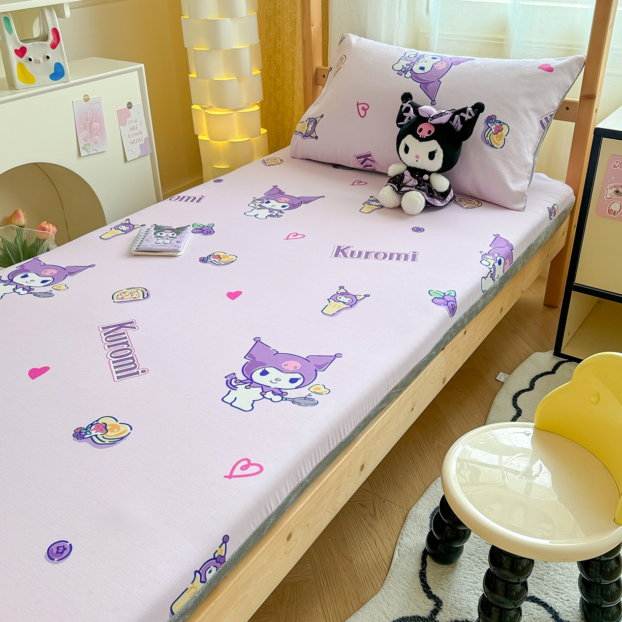 91家纺网 家纺一手货源 找家纺 妮可 2025热款花型全包床垫套褥子套（AB双版A全棉B绒） 甜心库洛米