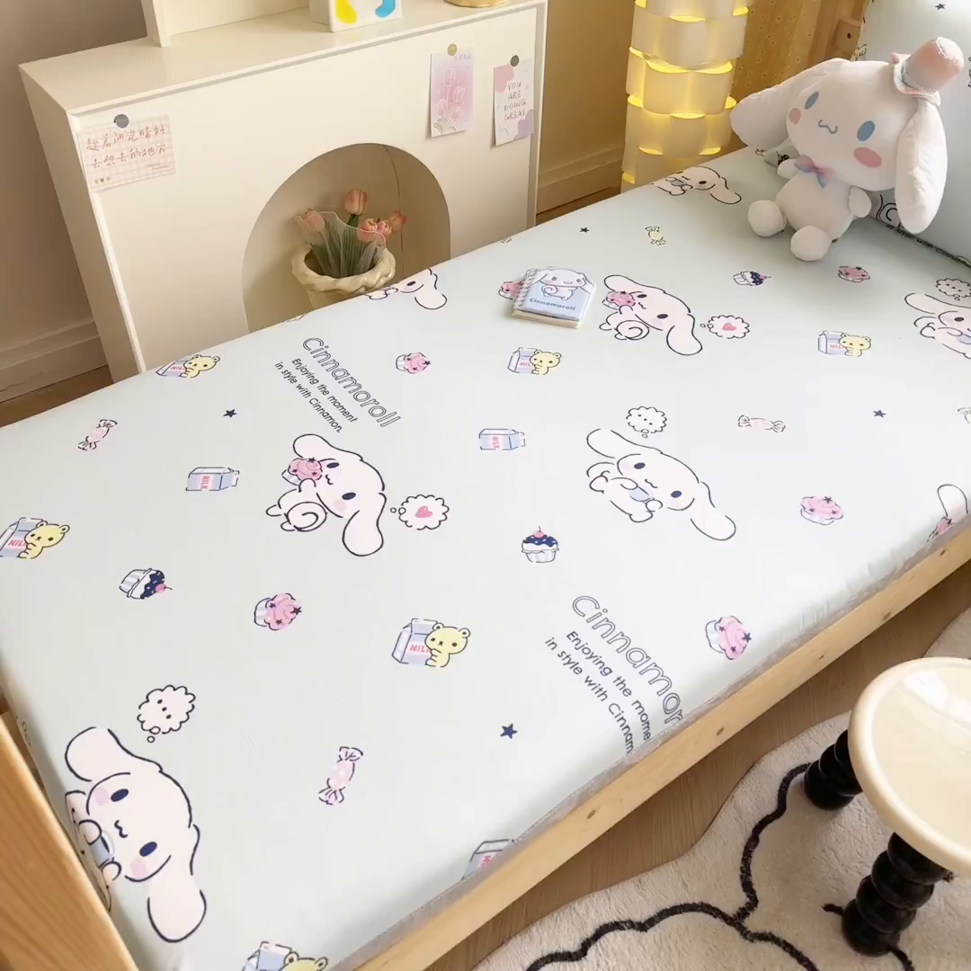 91家纺网 家纺一手货源 找家纺 妮可 2025热款花型全包床垫套褥子套（AB双版A全棉B绒） 冰激凌玉桂狗