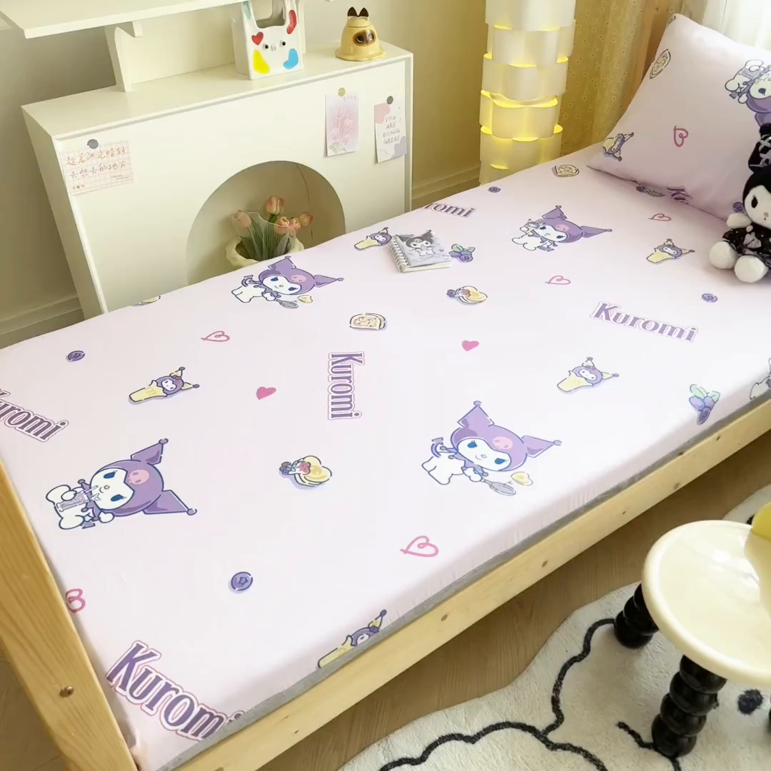 91家纺网 家纺一手货源 找家纺 妮可 2025热款花型全包床垫套褥子套（AB双版A全棉B绒） 甜心库洛米