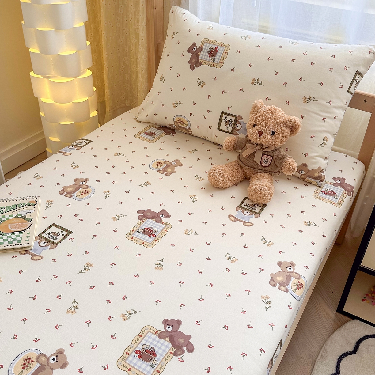 91家纺网 家纺一手货源 找家纺 妮可 2025热款花型全包床垫套褥子套（AB双版A全棉B绒） 拍照小熊