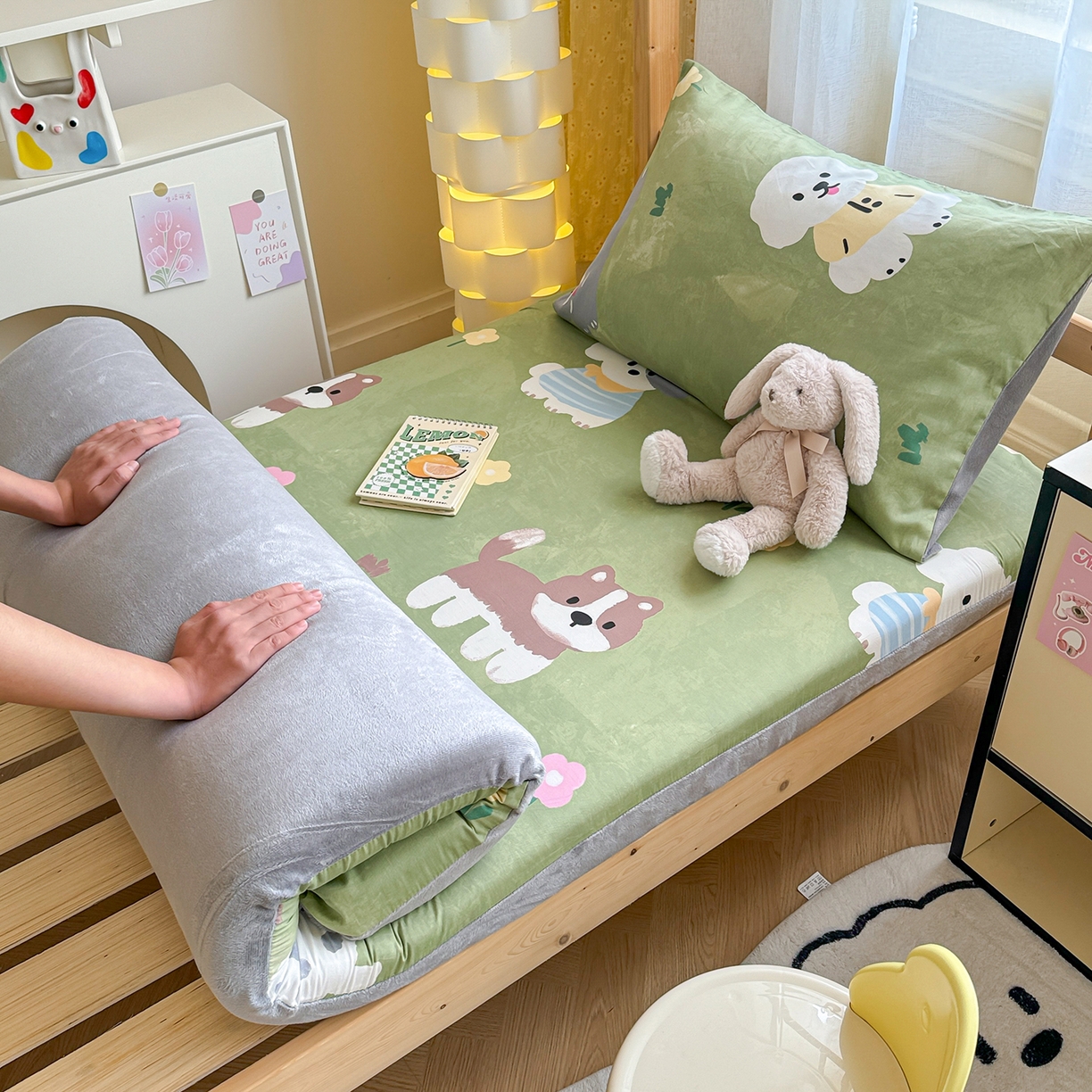 妮可 2025热款花型全包床垫套褥子套（AB双版A全棉B绒） 手绘汪