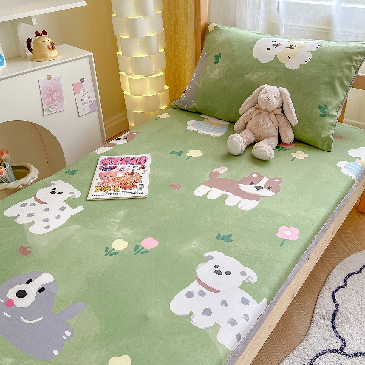 91家纺网 家纺一手货源 找家纺 妮可 2025热款花型全包床垫套褥子套（AB双版A全棉B绒） 手绘汪