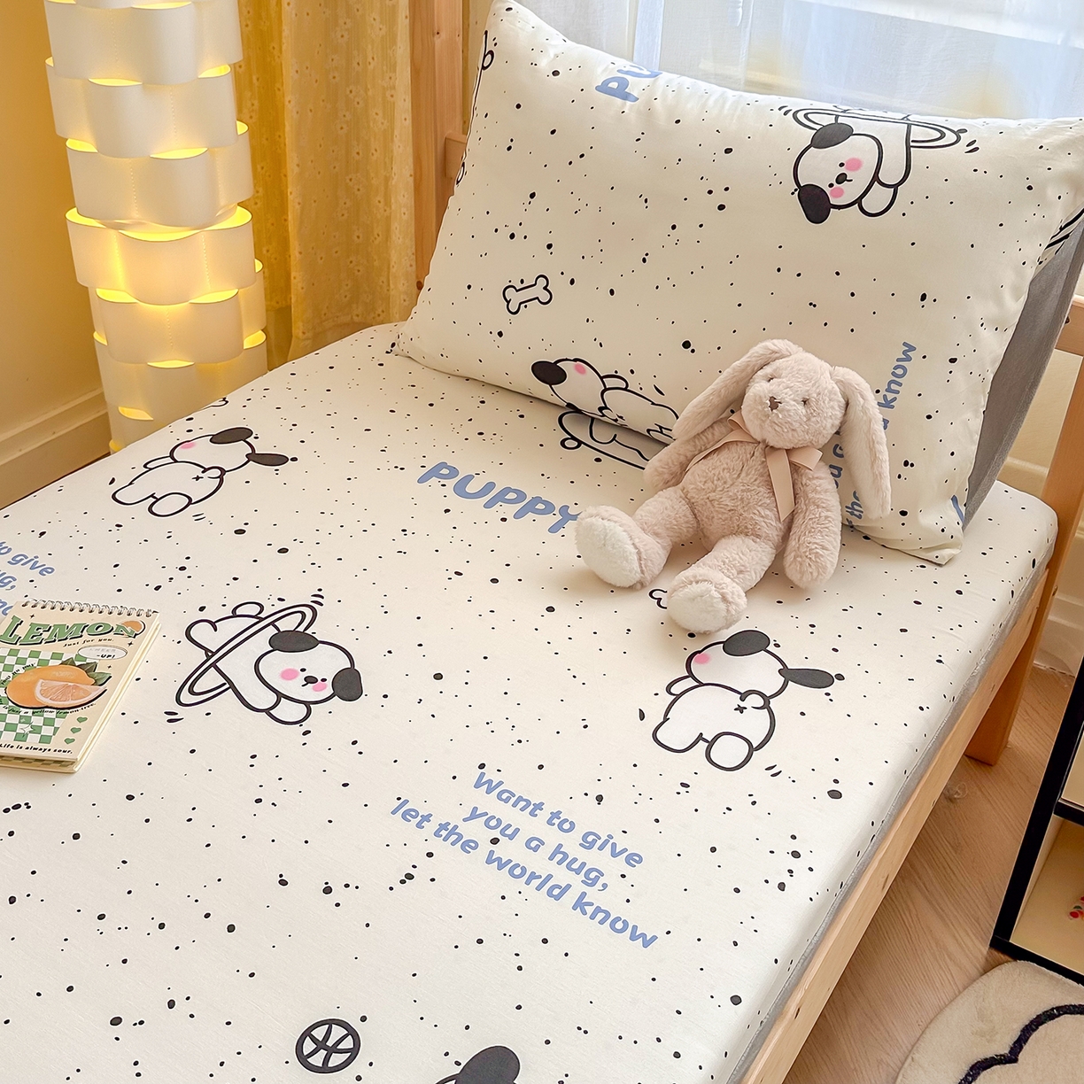 91家纺网 家纺一手货源 找家纺 妮可 2025热款花型全包床垫套褥子套（AB双版A全棉B绒） 可爱修狗