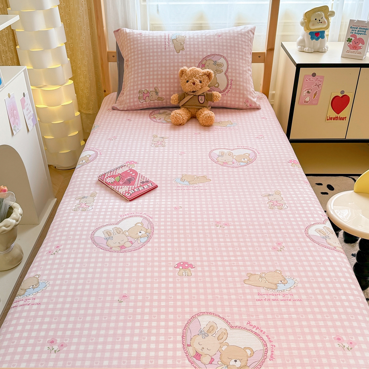 91家纺网 家纺一手货源 找家纺 妮可 2025热款花型全包床垫套褥子套（AB双版A全棉B绒） 可爱珍妮