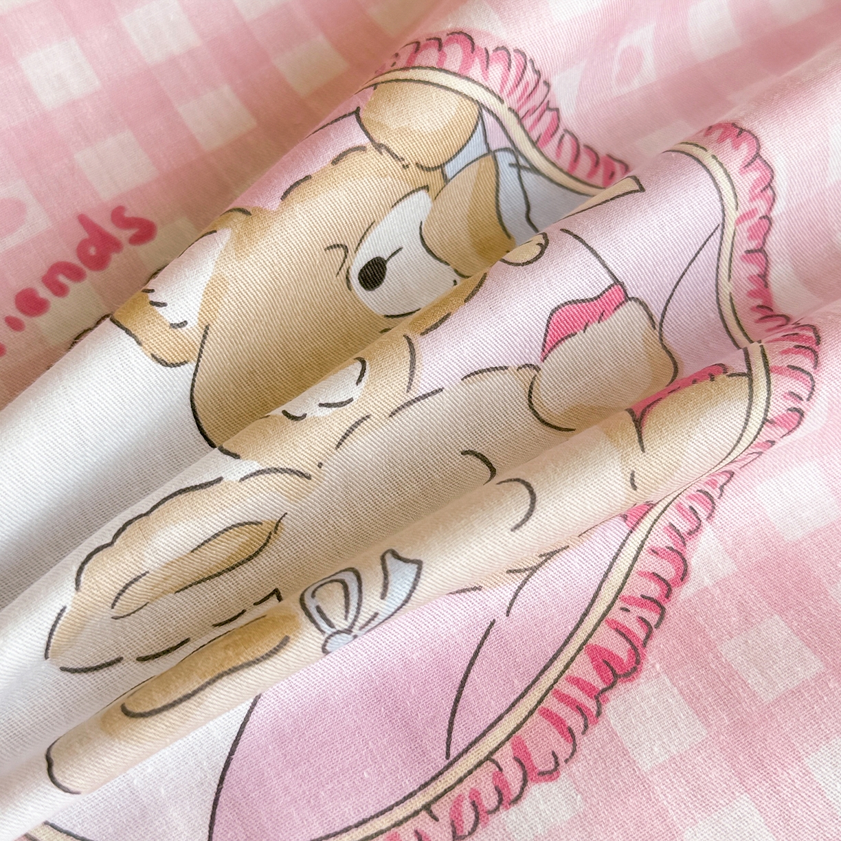 91家纺网 家纺一手货源 找家纺 妮可 2025热款花型全包床垫套褥子套（AB双版A全棉B绒） 可爱珍妮