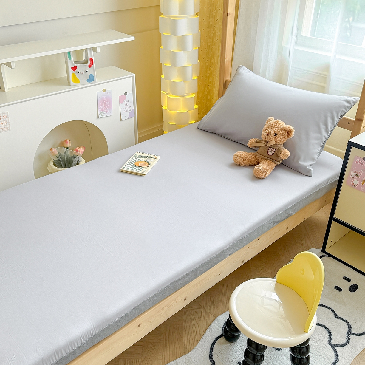 91家纺网 家纺一手货源 找家纺 妮可 2025热款花型全包床垫套褥子套（AB双版A全棉B绒） 绅士灰