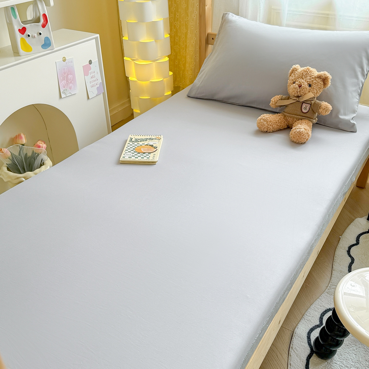 91家纺网 家纺一手货源 找家纺 妮可 2025热款花型全包床垫套褥子套（AB双版A全棉B绒） 绅士灰