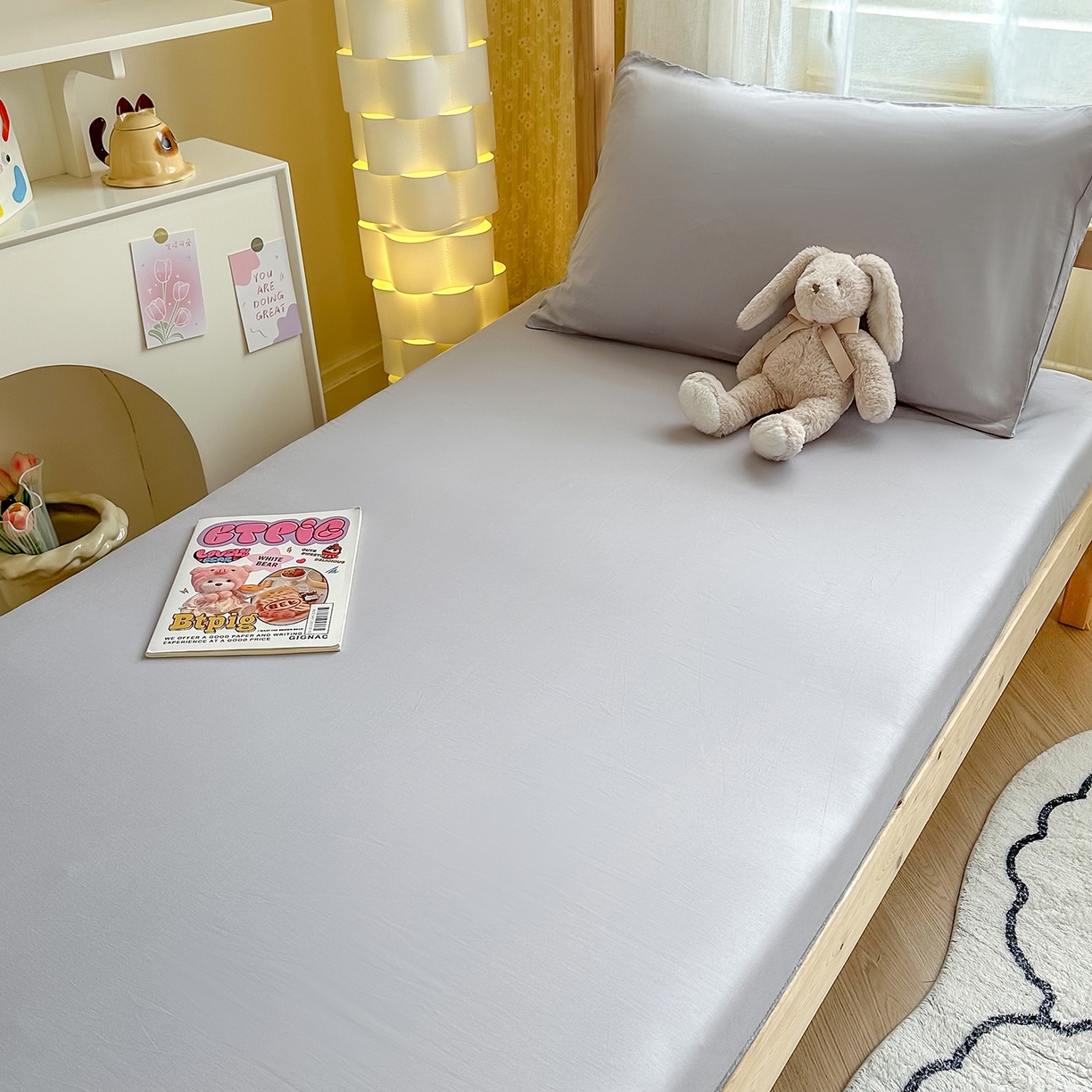 91家纺网 家纺一手货源 找家纺 妮可 2025热款花型全包床垫套褥子套（AB双版A全棉B绒） 绅士灰