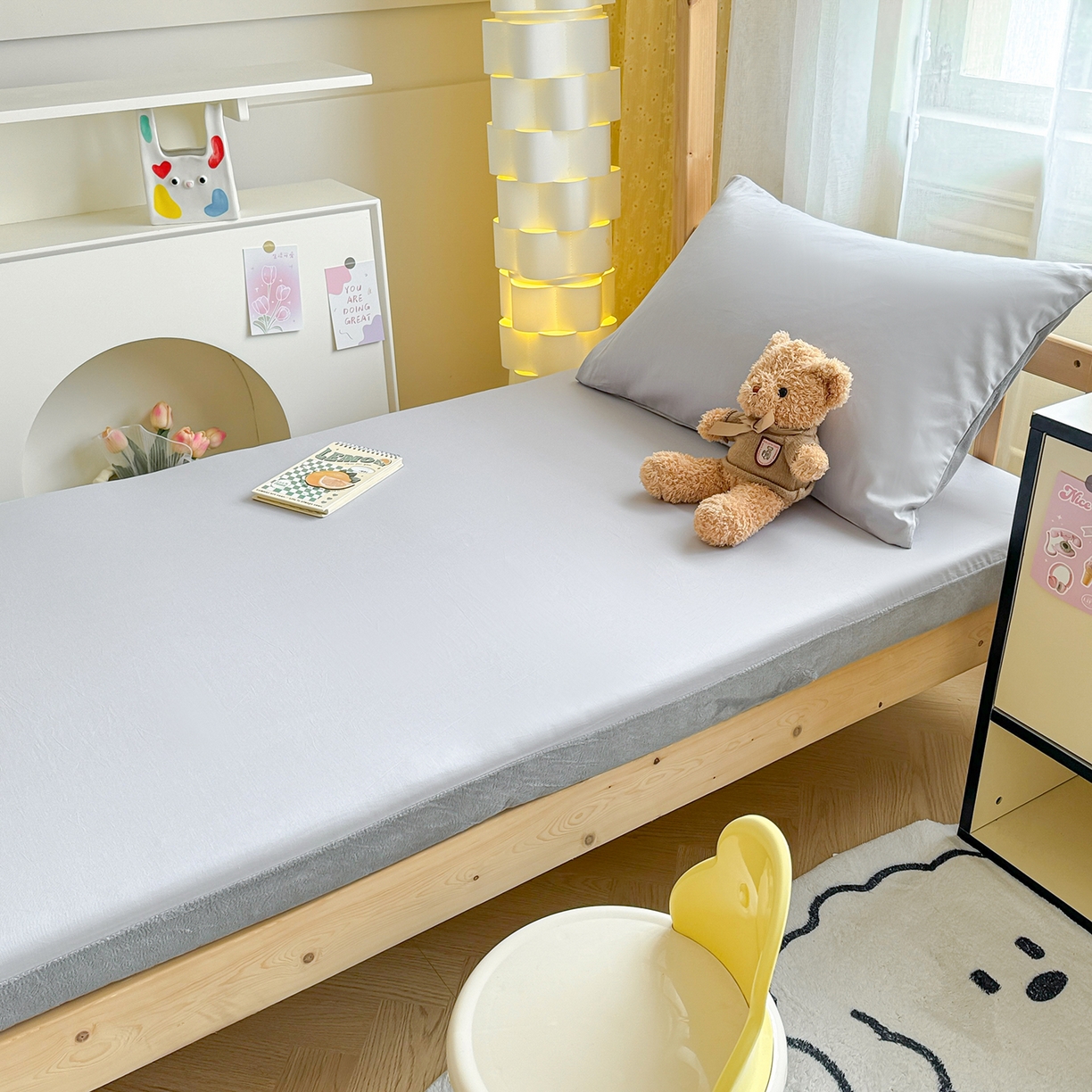 91家纺网 家纺一手货源 找家纺 妮可 2025热款花型全包床垫套褥子套（AB双版A全棉B绒） 绅士灰