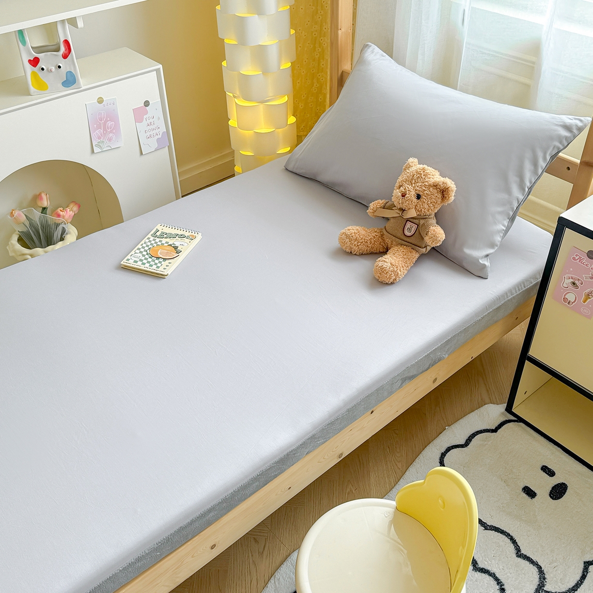 91家纺网 家纺一手货源 找家纺 妮可 2025热款花型全包床垫套褥子套（AB双版A全棉B绒） 绅士灰