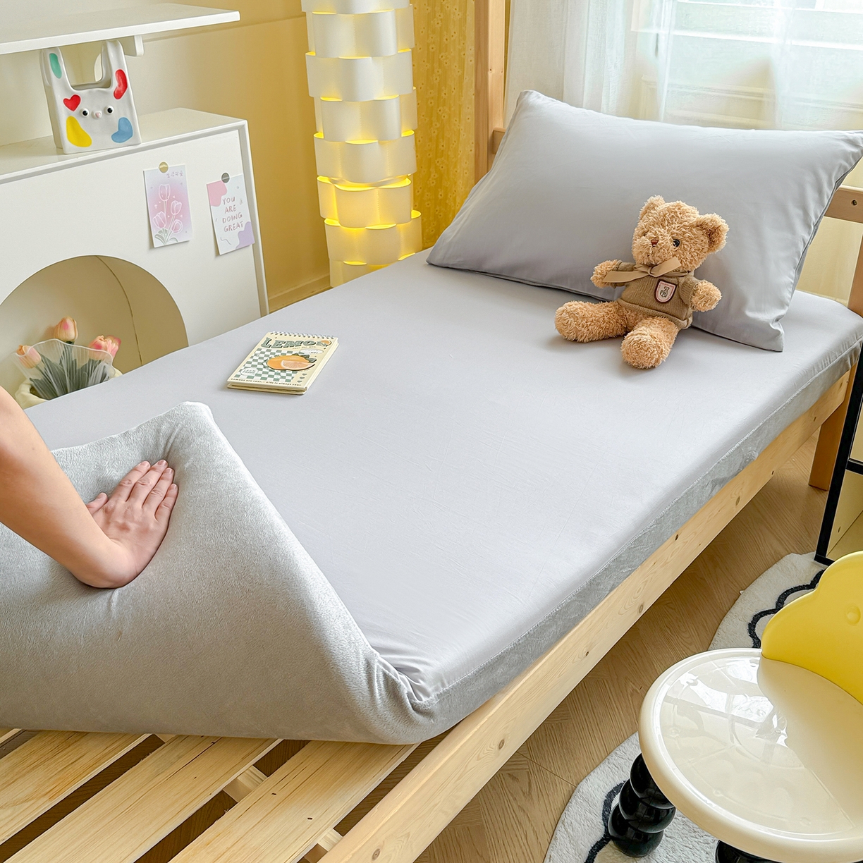 91家纺网 家纺一手货源 找家纺 妮可 2025热款花型全包床垫套褥子套（AB双版A全棉B绒） 绅士灰