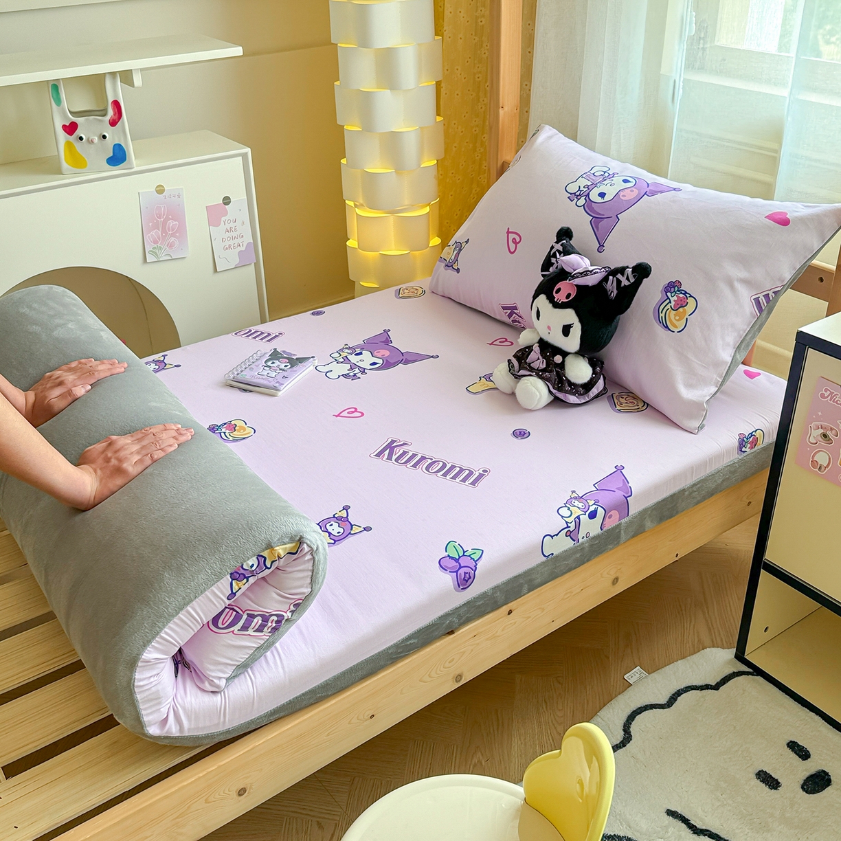 91家纺网 家纺一手货源 找家纺 妮可 2025热款花型全包床垫套褥子套（AB双版A全棉B绒） 甜心库洛米