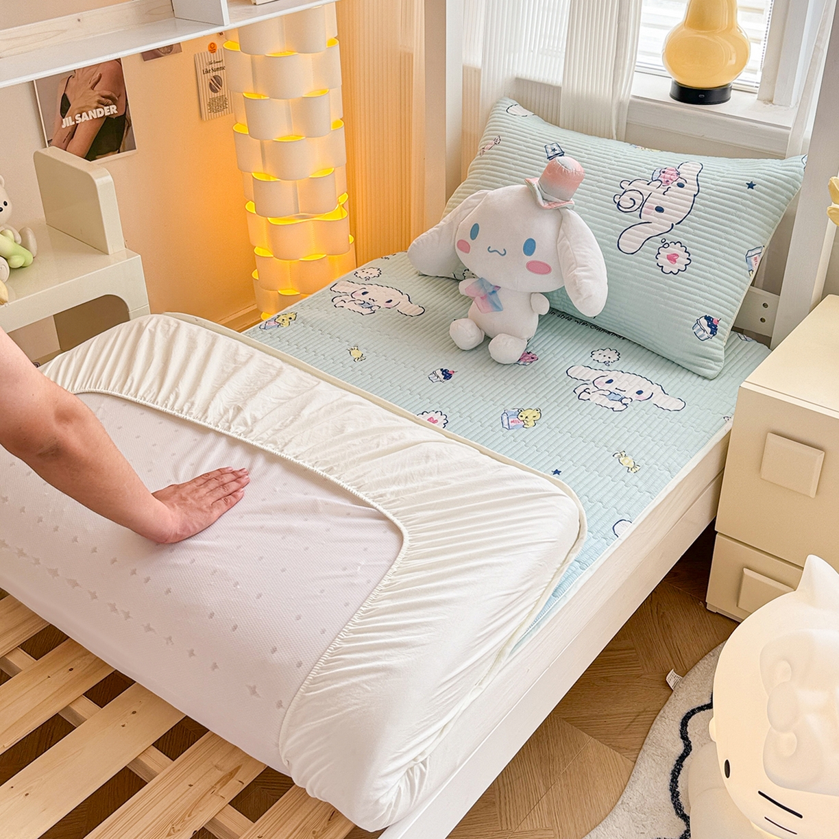 妮可 2025新款卡通印花学生宿舍原棉夹棉床笠系列 玉桂狗