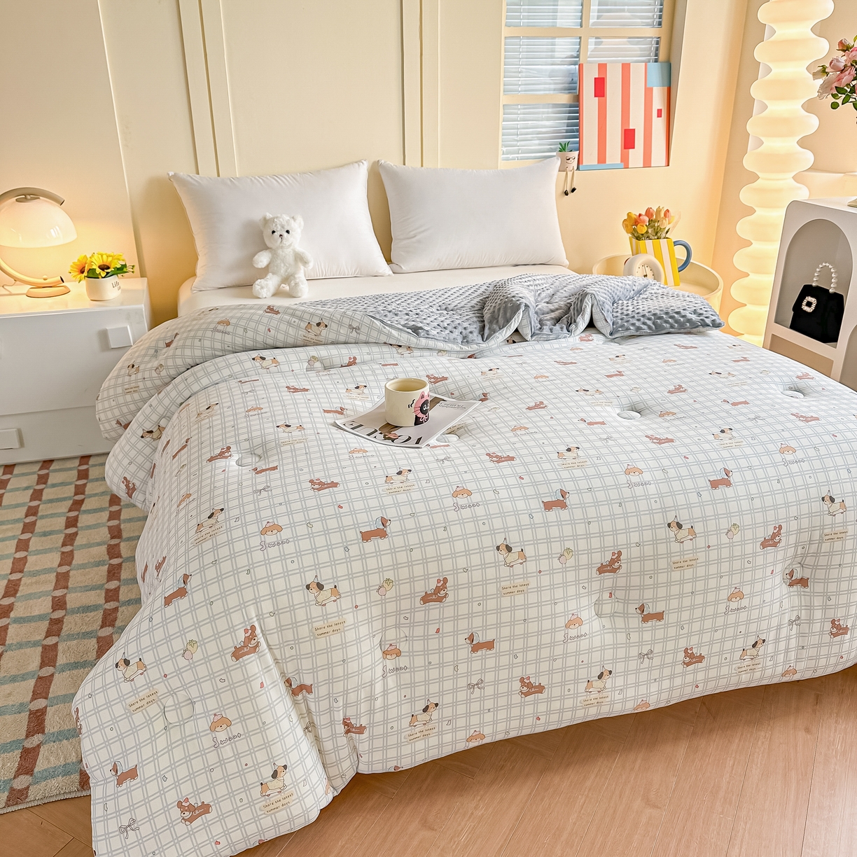 91家纺网 家纺一手货源 找家纺 （总）纯优家纺 2025秋冬新款针织棉豆豆绒大豆秋冬被被子被芯（量大询价）