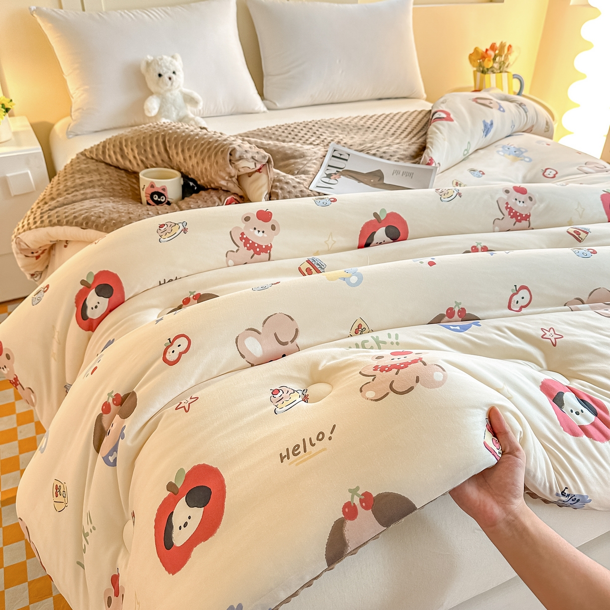 91家纺网 家纺一手货源 找家纺 纯优家纺 2025秋冬新款针织棉豆豆绒大豆秋冬被被子被芯（量大询价） 平安狗