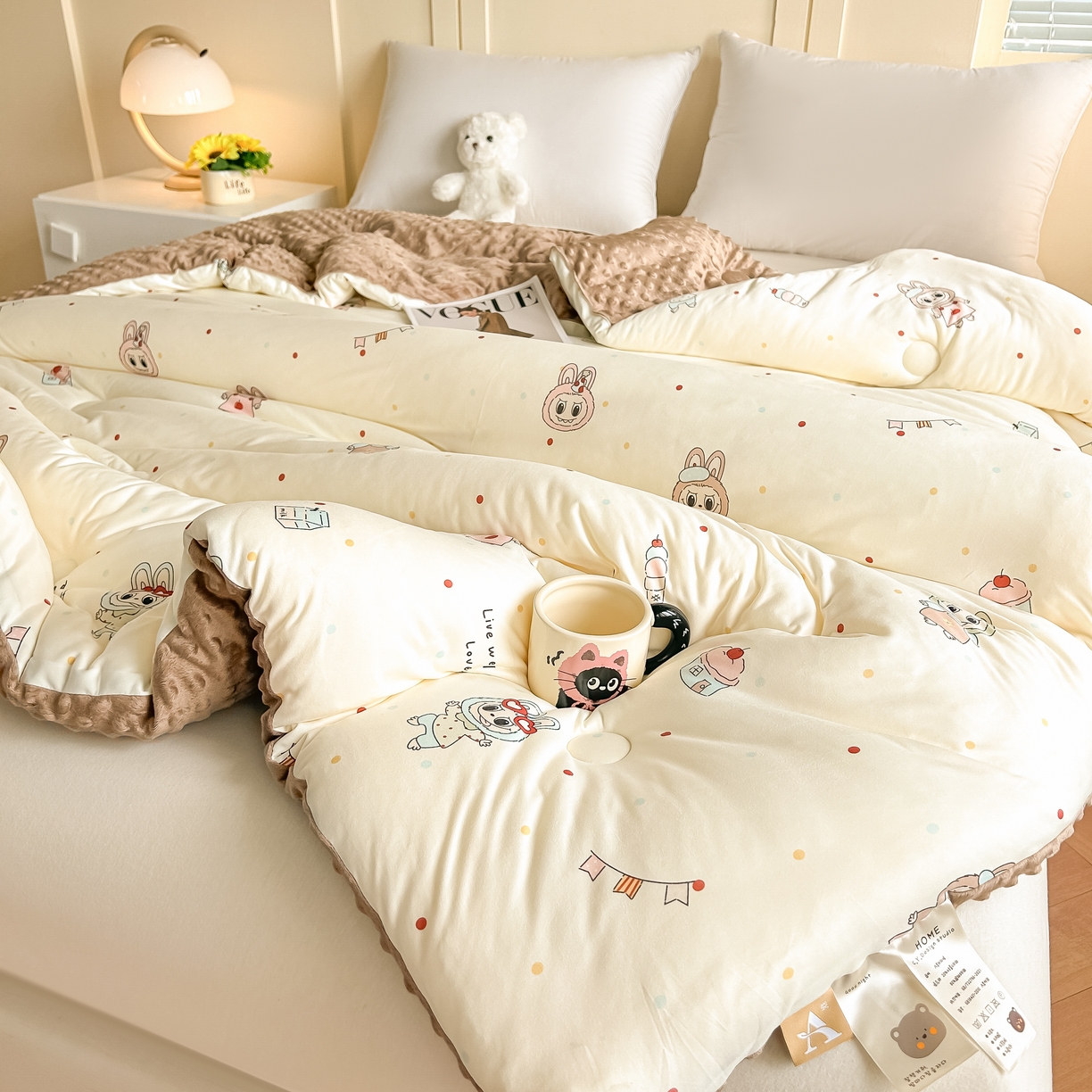 91家纺网 家纺一手货源 找家纺 纯优家纺 2025秋冬新款针织棉豆豆绒大豆秋冬被被子被芯（量大询价） 拉布布