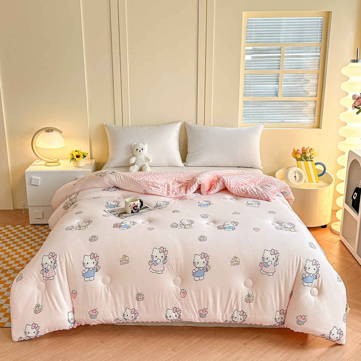 91家纺网 家纺一手货源 找家纺 纯优家纺 2025秋冬新款针织棉豆豆绒大豆秋冬被被子被芯（量大询价） 凯迪猫