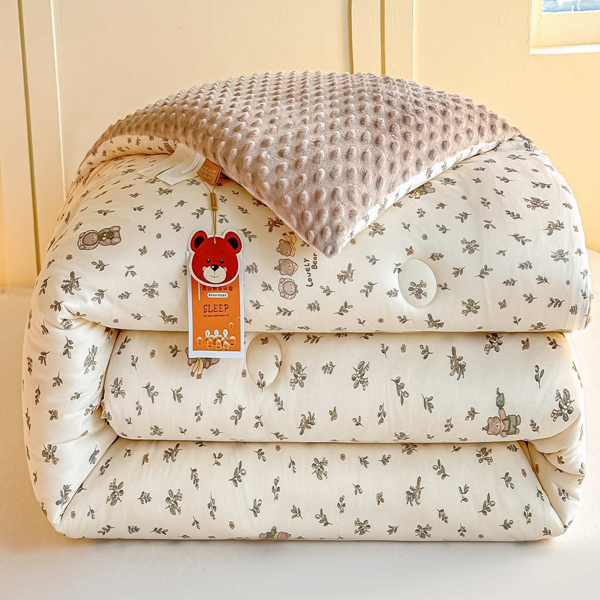 91家纺网 家纺一手货源 找家纺 （总）纯优家纺 2025秋冬新款针织棉豆豆绒大豆秋冬被被子被芯（量大询价）