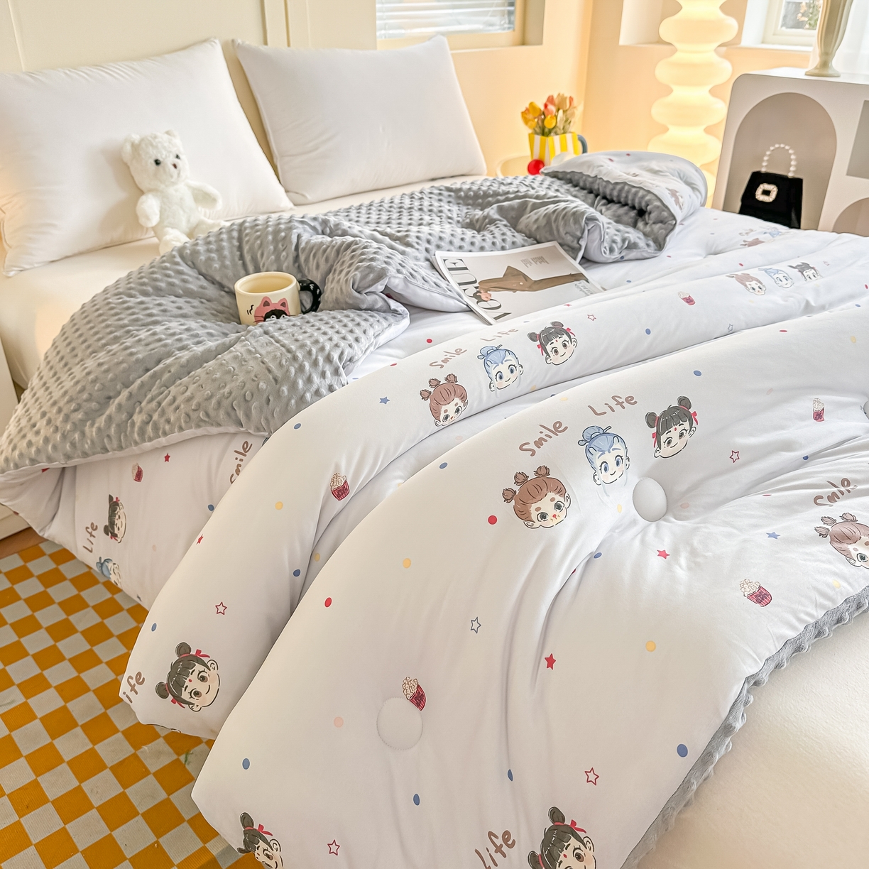 91家纺网 家纺一手货源 找家纺 纯优家纺 2025秋冬新款针织棉豆豆绒大豆秋冬被被子被芯（量大询价） 小小哪吒